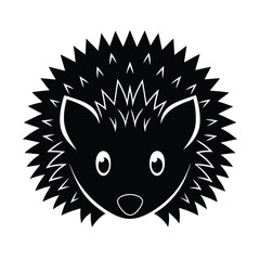 Simple black and white hedgehog vector illustration isolated against white background for creative projects