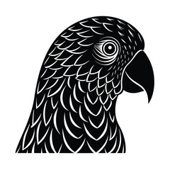 Fototapeta premium Elegant black and white parrot head design creative bird illustration exotic wildlife graphic detailed avian artwork