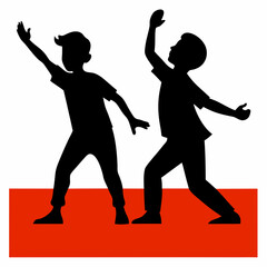silhouette of a man are dancing  on white background