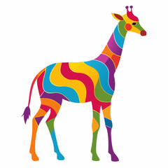 Giraffe silhouette on white background