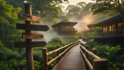 old wooden bridge in the park
