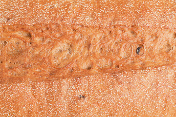 Buckwheat bread as a background macro photo. Baguette texture.
