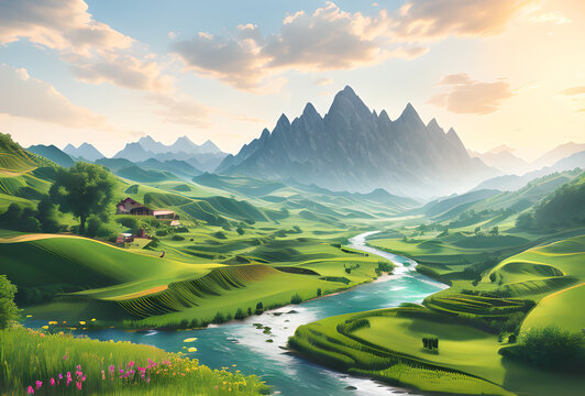 mountain landscape with lake and mountains incredible landscape