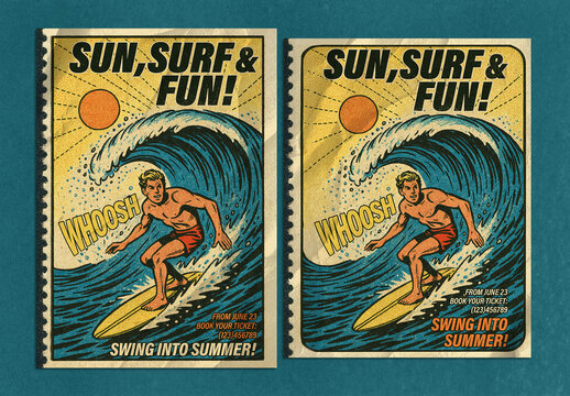 Retro Summer Adventure Poster Layout