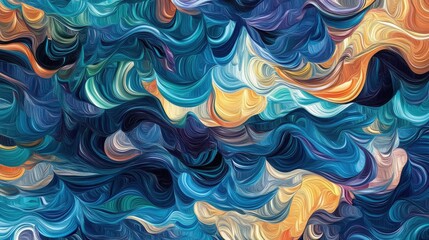 Gentle ink wave curve amidst a colorful haze background