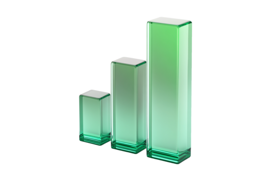 Rising Green Bar Graph Indicators isolated on transparent background.