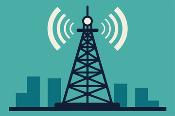 Cell Phone Tower icon of silhouette vector illustration.