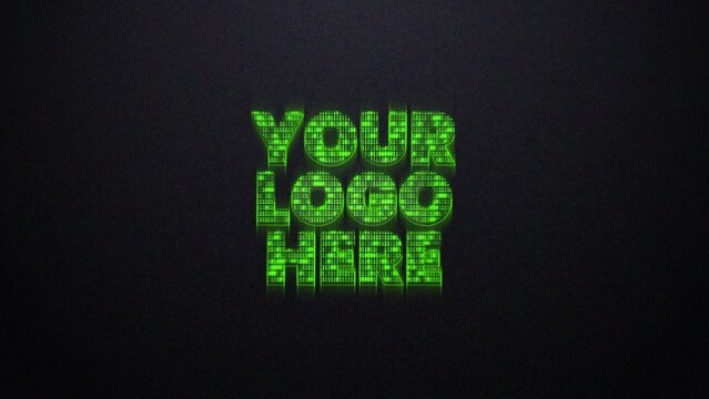 Glitching Neon Glow Matrix Logo Reveal