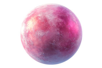 A pink planet isolated on transparent background.