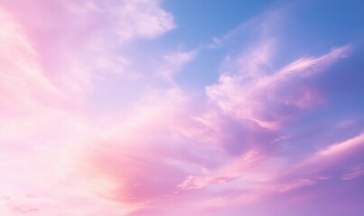 Obraz premium Beautiful pastel sky with pink and blue clouds during sunset