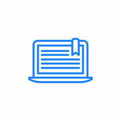 laptop bookmark text icon sign vector
