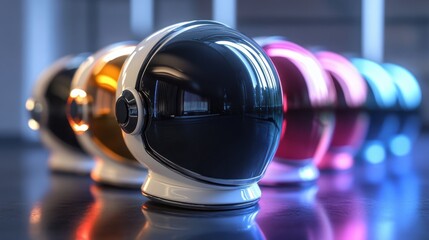 Tech style astronaut helmet glossy colors