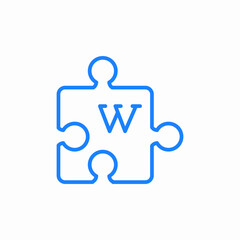 puzzle piece with w icon sign vector
