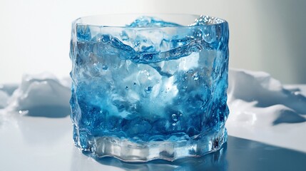 Obraz premium Icy blue drink in textured glass