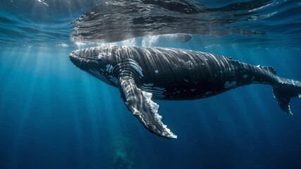 whale swimming in the ocean, created by ia