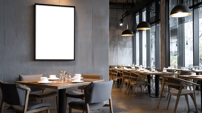 Restaurant poster frame mockup with digital screen Use for ad banners or menus