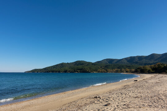 Beautiful scenery by the sea in Chalkidiki, Greece, near Olympiada village