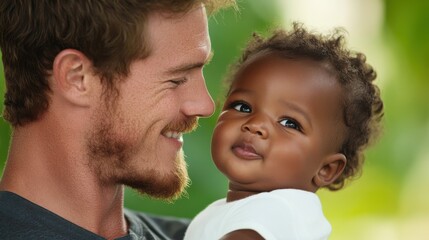 Fototapeta premium Tender Moment Father and Baby Sharing a Loving Gaze
