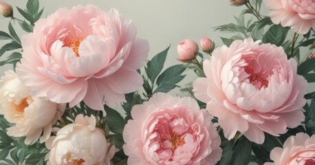 Delicate watercolor peonies & roses, vintage aesthetic  , home decor, flowers, classic