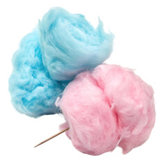 Blue and pink cotton candy swirl, isolated on clean white