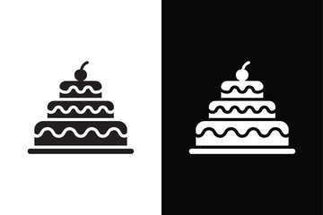 Cake icon vector on White Background ,Vector Art Illustration on white background.