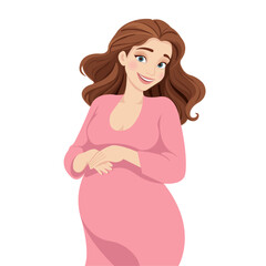 Happy pregnant woman cartoon illustration