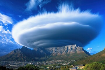 Dramatic cloud formation over mountain range