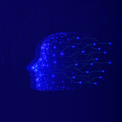 Digital AI human head with data network