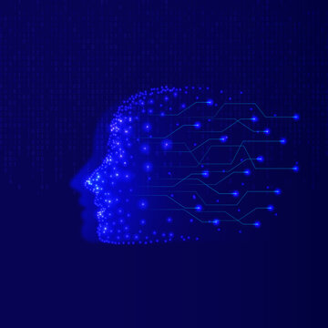 Digital AI human head with data network