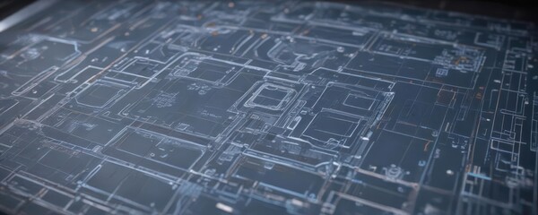 Blueprint overlay on photo, technical aesthetic, architectural drawing, plan, image