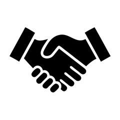 Obraz premium A simple black vector minimalist icon of a handshake, ideal for representing business deals, mutual understanding, or team - building - related content in corporate and professional materials.