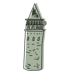 Galata tower, Istambul. The famous landmark of Istanbul, tourists attraction place, skyline vector illustration. Liner hand drawn vector illustration.