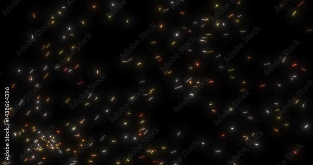 Wall mural sparks flying from the fire. divergent cone of particles. abstract animation.