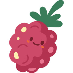 Bright and Modern Flat Style Raspberry Vector Elements
