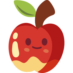 Fresh and Juicy Apple in a Minimalist kawaii Flat Style
