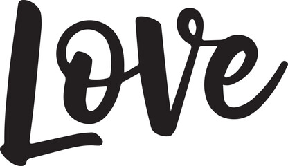 Love Handwritten Text - Black Calligraphy Romance Illustration