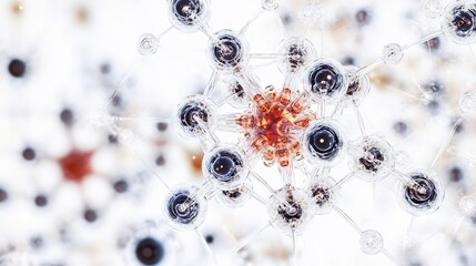 Top Down View of a Complex Molecular Structure Designed for Quantum Computing White Background