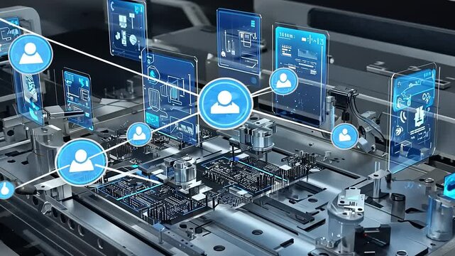 Advanced Digital Manufacturing:  A Network of interconnected systems & human collaboration in a smart factory.