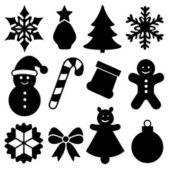 Christmas Silhouette Icons Collection – Festive Holiday Clipart Set in Black