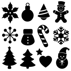 Christmas Silhouette Icons Collection – Festive Holiday Clipart Set in Black