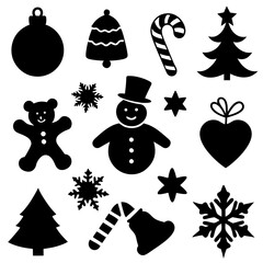 Christmas Silhouette Icons Collection – Festive Holiday Clipart Set in Black