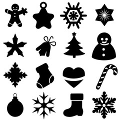 Christmas Silhouette Icons Collection – Festive Holiday Clipart Set in Black