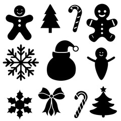 Christmas Silhouette Icons Collection – Festive Holiday Clipart Set in Black