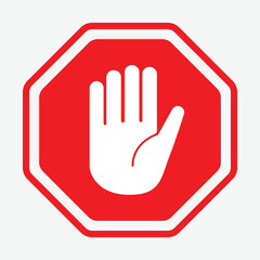 Stop Sign Vector  Icon - Red Traffic Restriction Symbol, No Entry Road Warning, Safety Caution Sign for Driving and Traffic Regulations