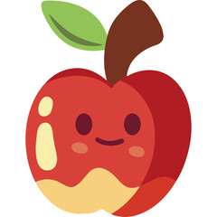 Fresh and Juicy Apple in a Minimalist kawaii Flat Style
