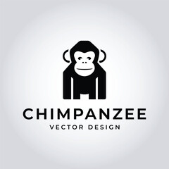 Simple Chimpanzee Logo Vector – Black Minimalist Monkey Icon for Ethical Branding, Nature Boutiques and Adventure-Themed Projects
