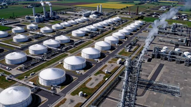 Fertilizer Plant Domed Storage Structures Grid Industrial Layout