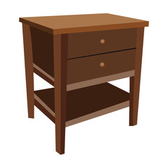 Wooden nightstand with two drawers and bottom shelf vector illustration