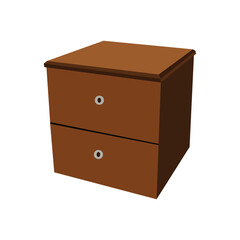 Wooden drawer cabinet with two drawers and round handles vector illustration