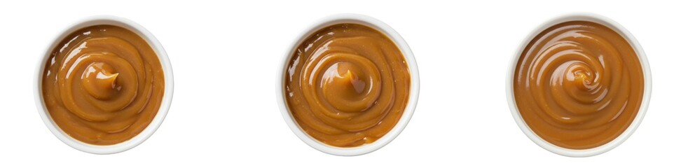 Set Of Mustard Sauce or Ketchup in bowl isolated on transparent background, PNG 